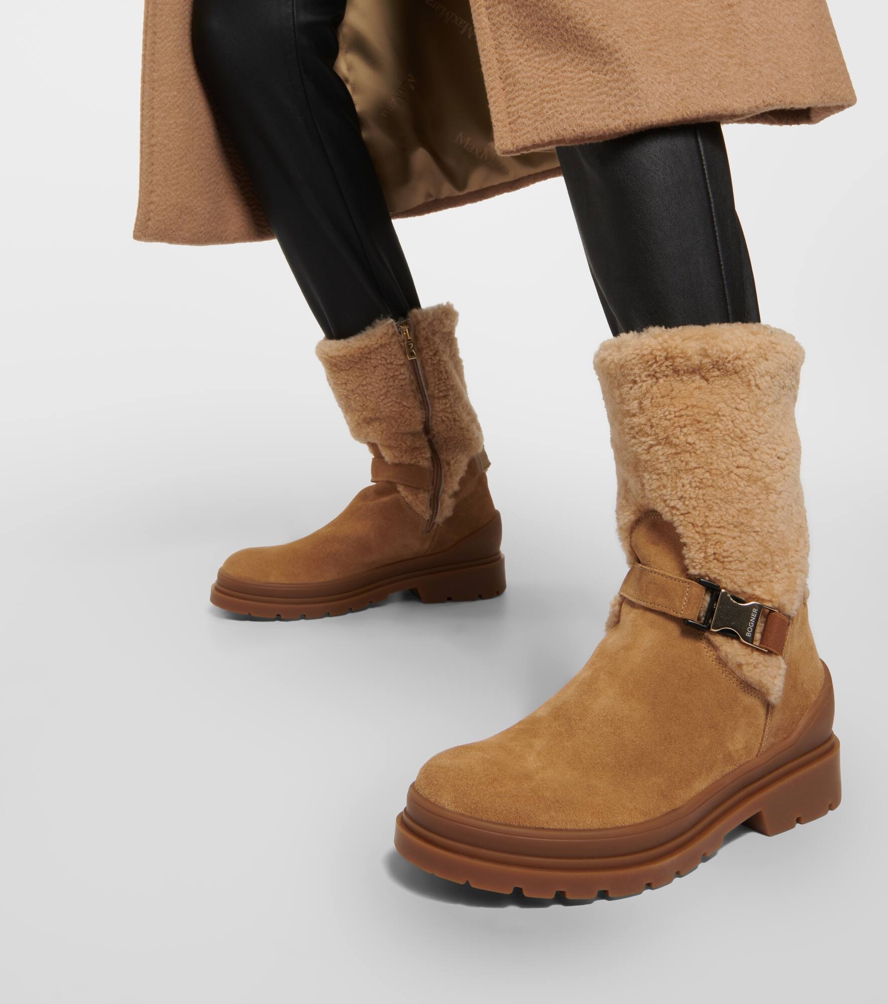 St. Moritz leather and shearling ankle boots - 4