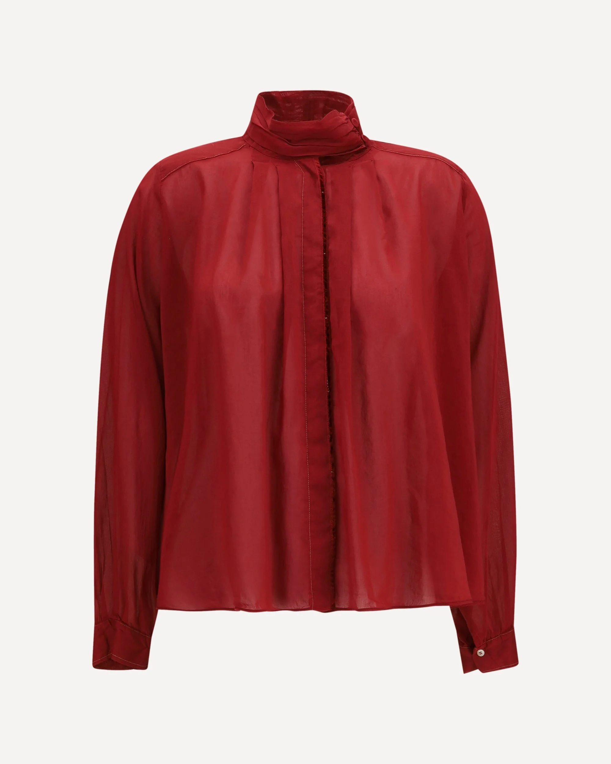 pleated high-neck Blouse - 1