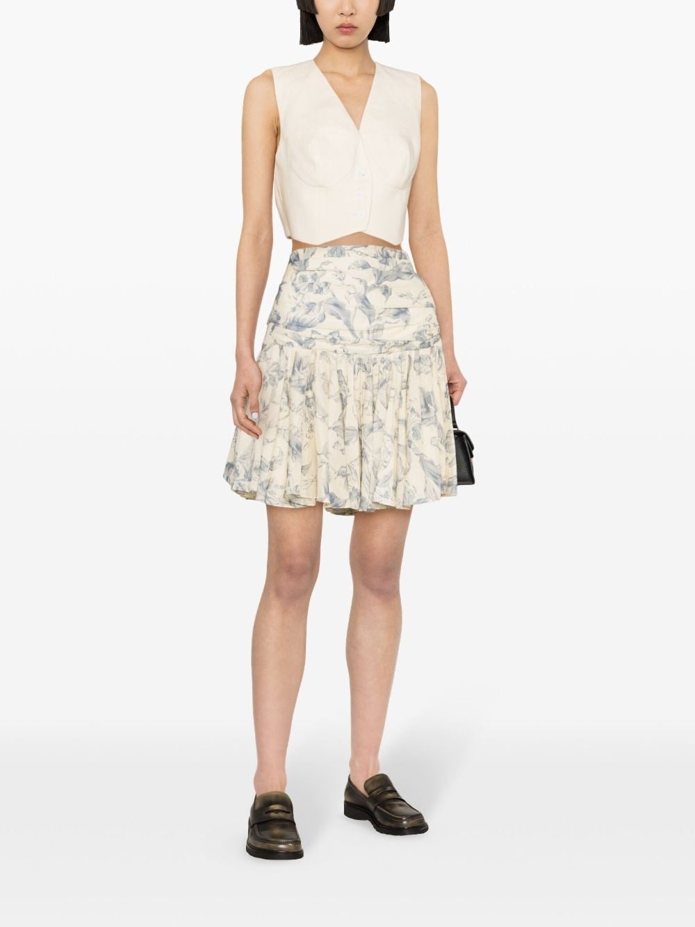 floral-print flared skirt - 2