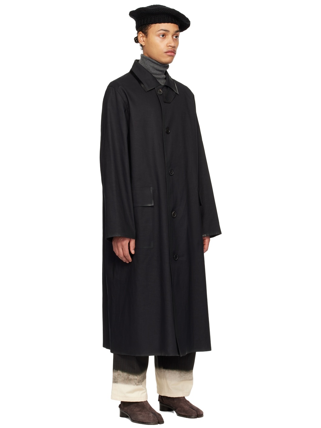 Black Coated Trench Coat - 2