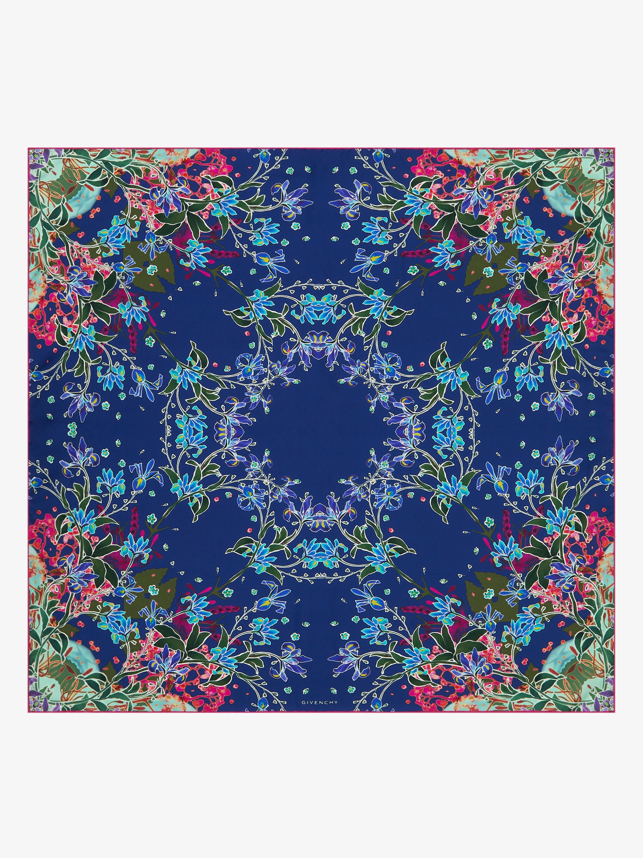 Floral printed scarf in silk - 1