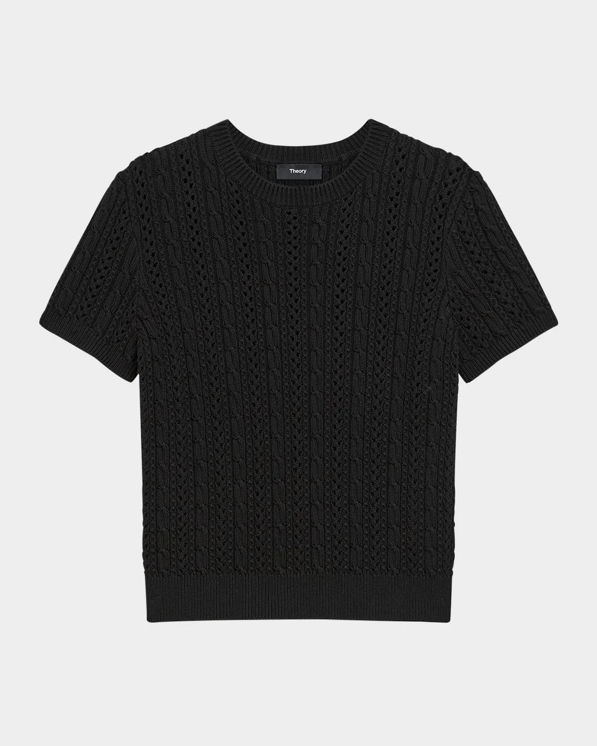 Crewneck Cable-Knit Tee - 1