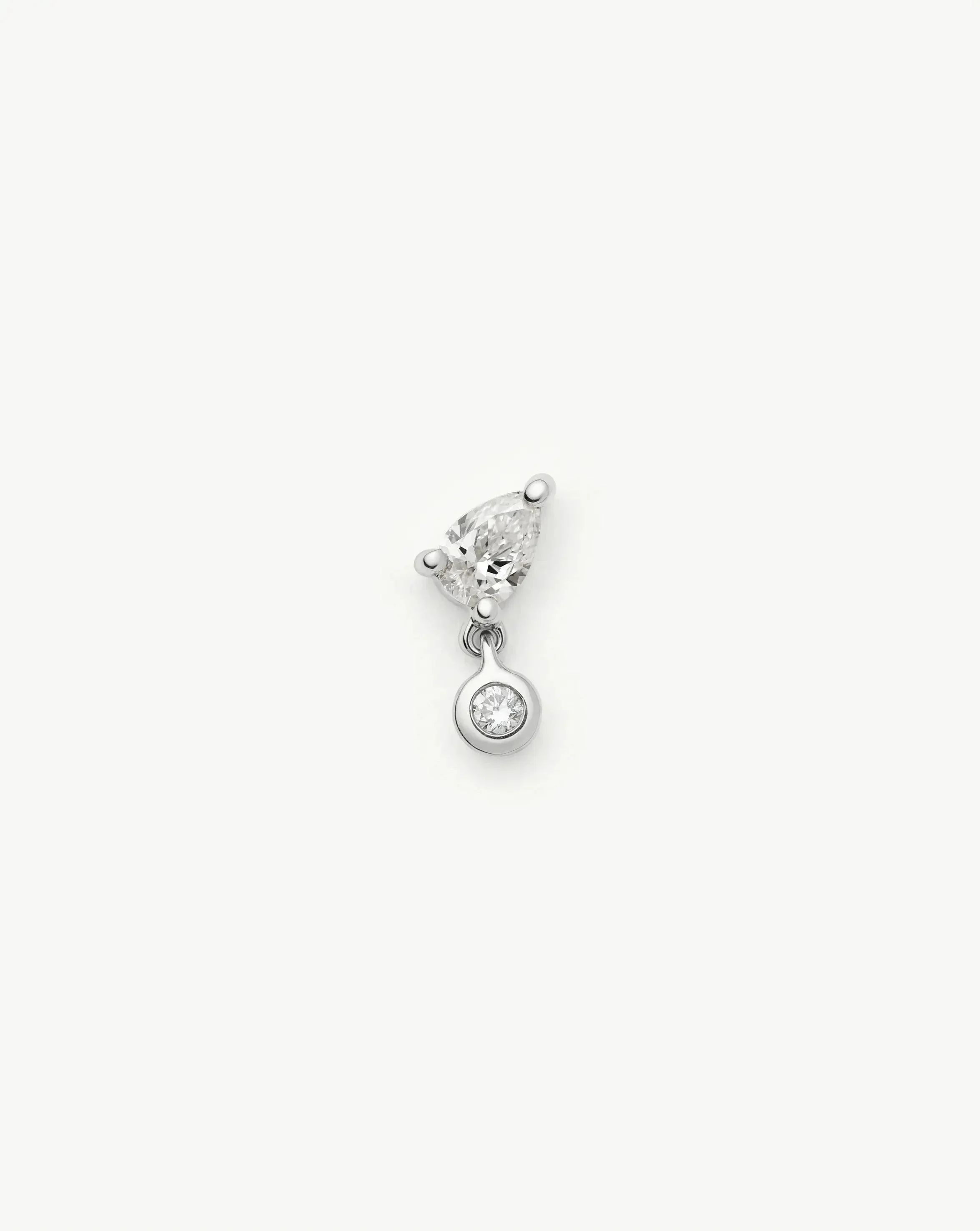 Solid Gold Pear Diamond Charm Flat Back Stud Earring - 1