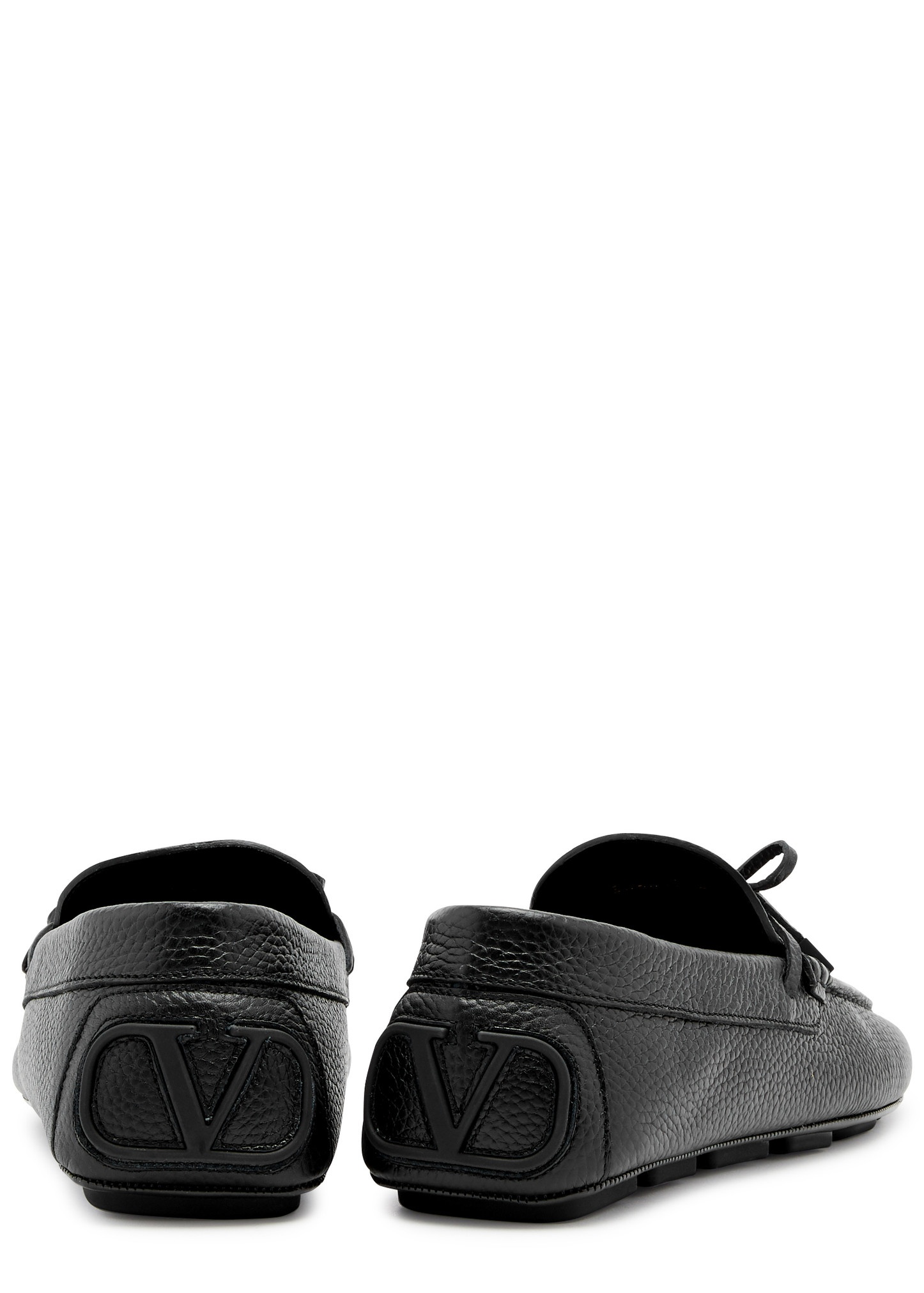 VLogo grained leather driving shoes - 3