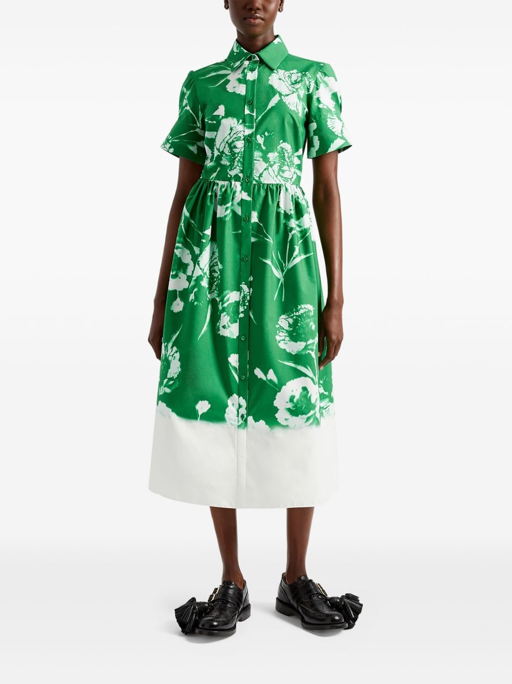 floral-print shirt dress - 2