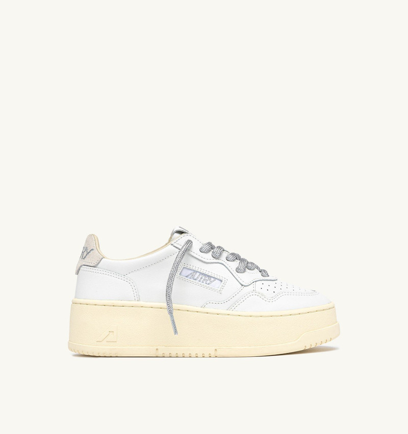 MEDALIST PLATFORM SNEAKERS IN WHITE LEATHER 1