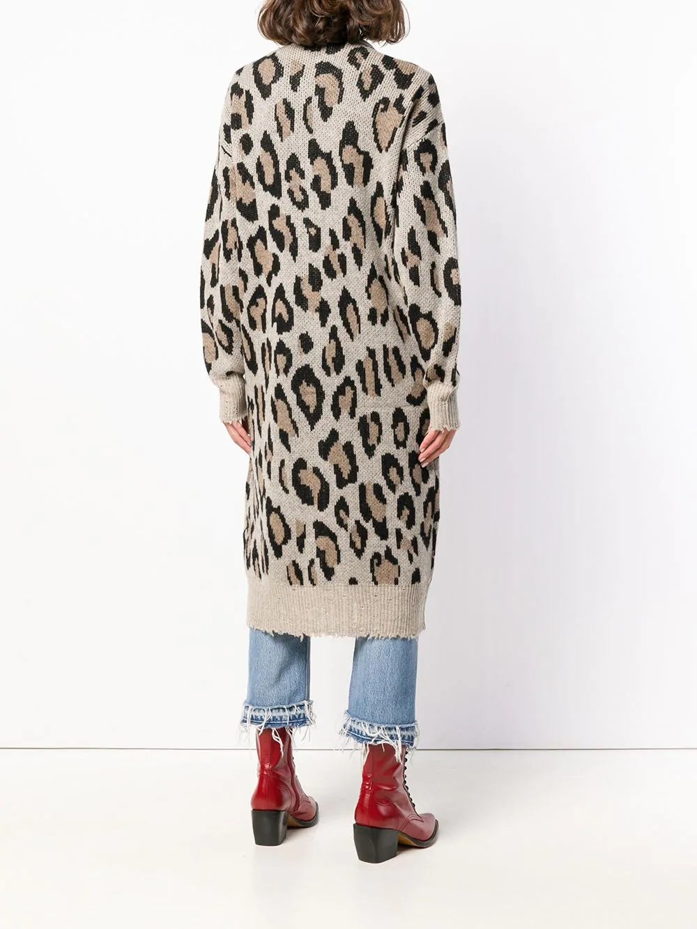 cashmere long leopard cardigan - 4