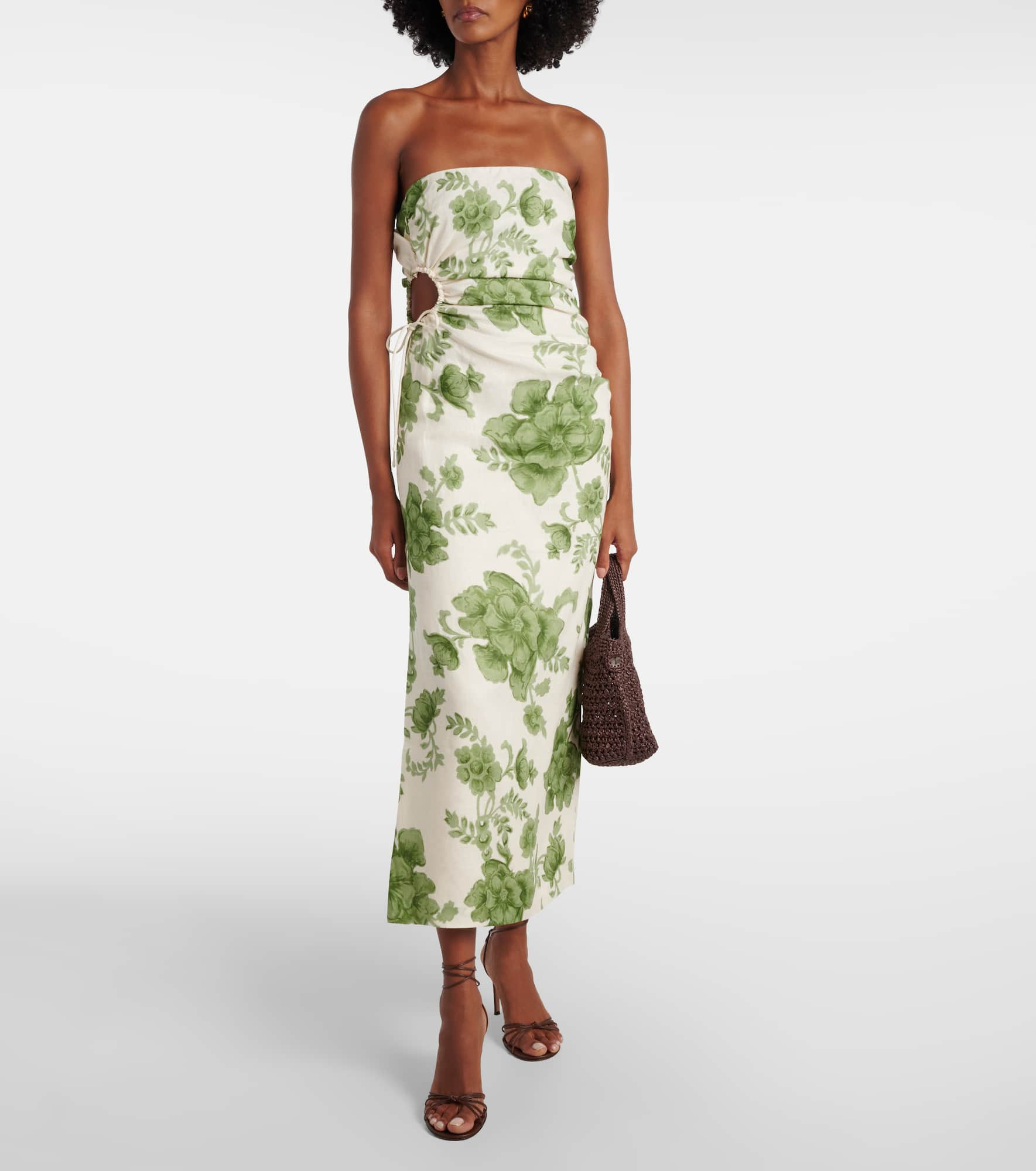 Gardella cutout floral linen midi dress - 2