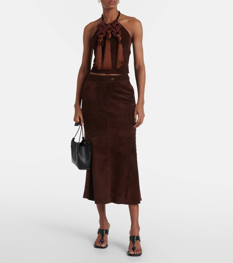 Johanna Ortiz Mid-rise suede midi skirt outlook