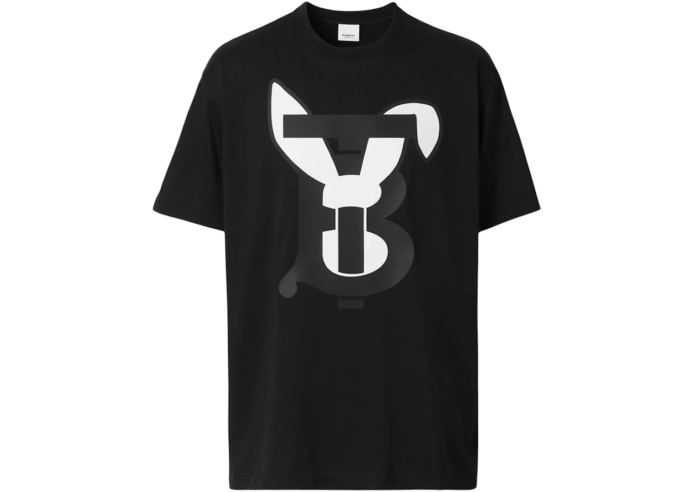Burberry Rabbit Logo-Print Cotton T-Shirt Black/White - 1