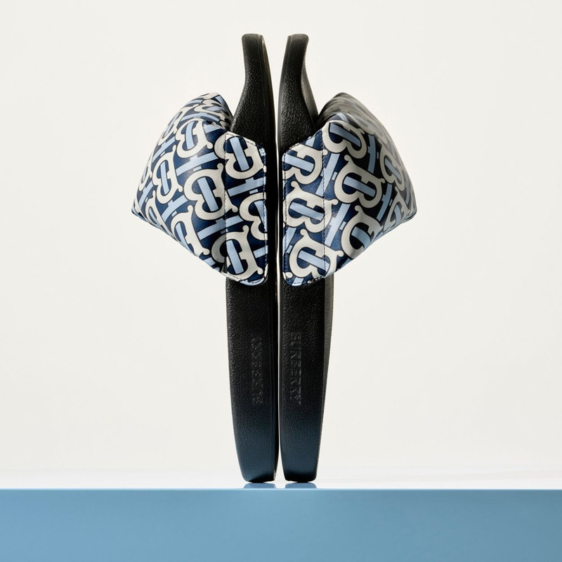 Monogram Print Lambskin Slides 8