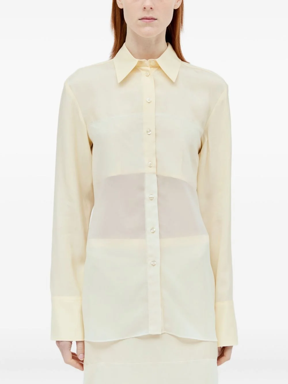 sheer panelled shirt - 1
