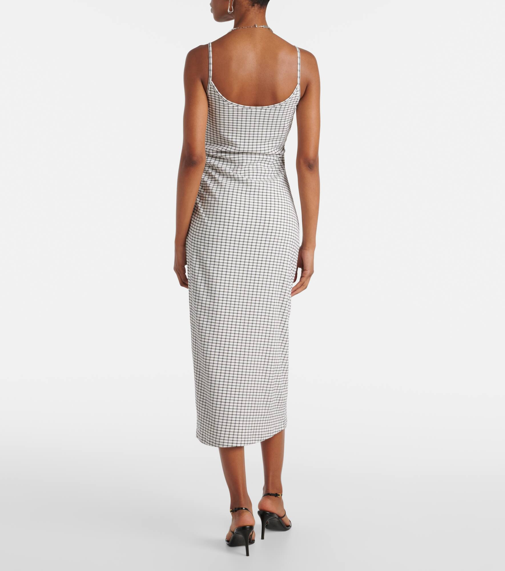 Checked ruched midi dress - 3