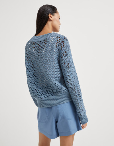 Brunello Cucinelli Techno cotton mesh sweater outlook