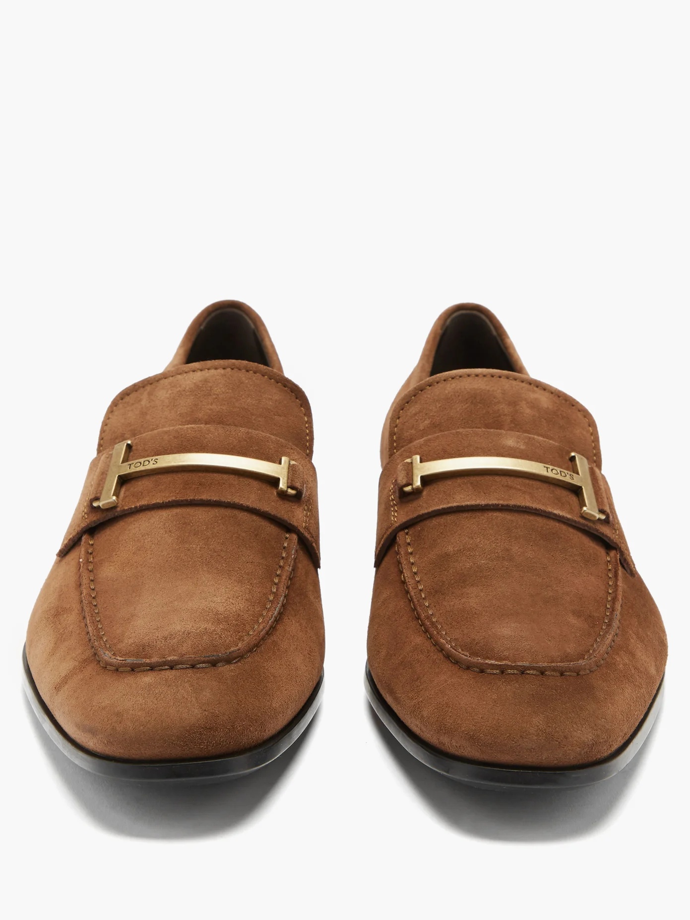 T-logo suede penny loafers - 5