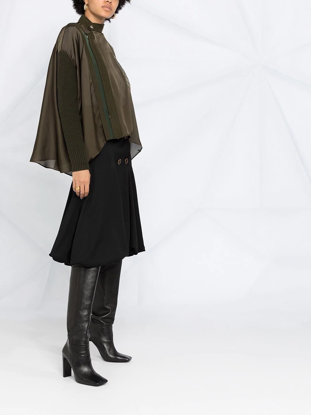 asymmetric satin military blouse - 6