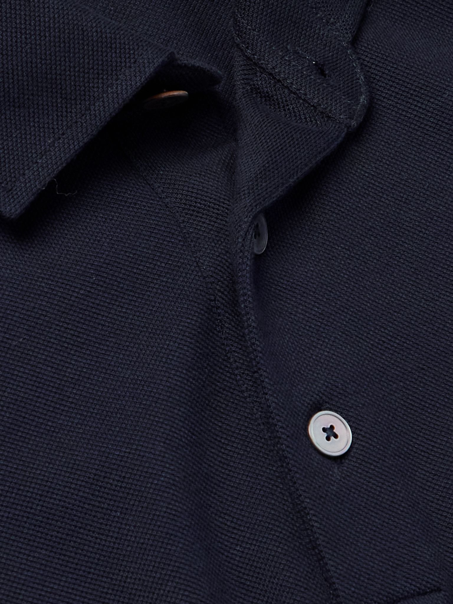 Cashmere and Silk-Blend Piqué Polo Shirt Navy - 4