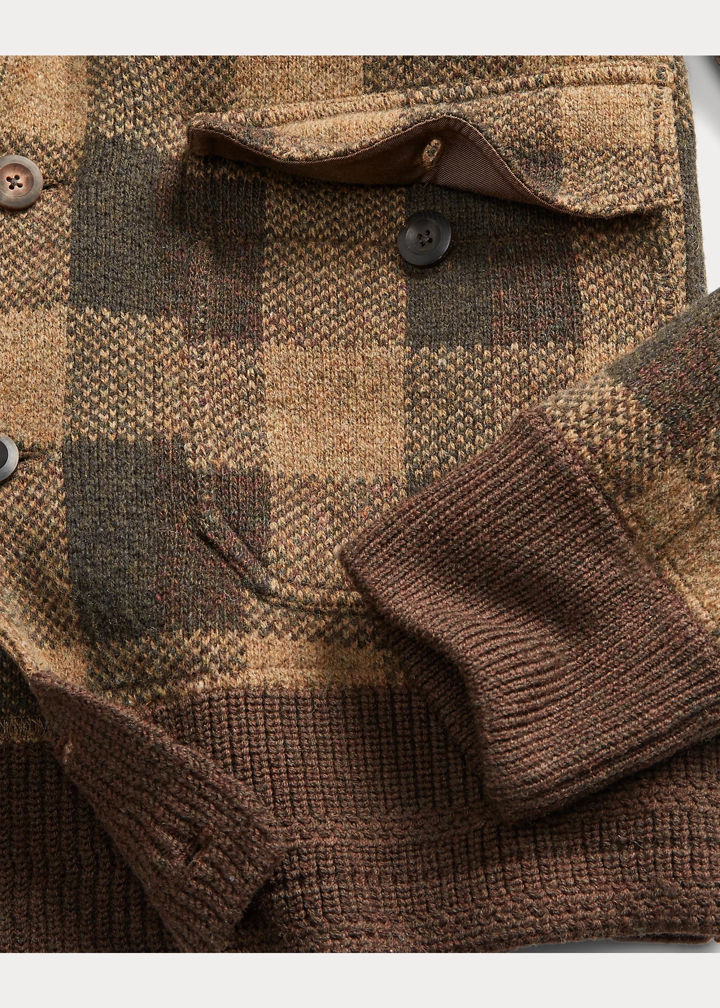 Plaid Wool Sweater Jacket - 4
