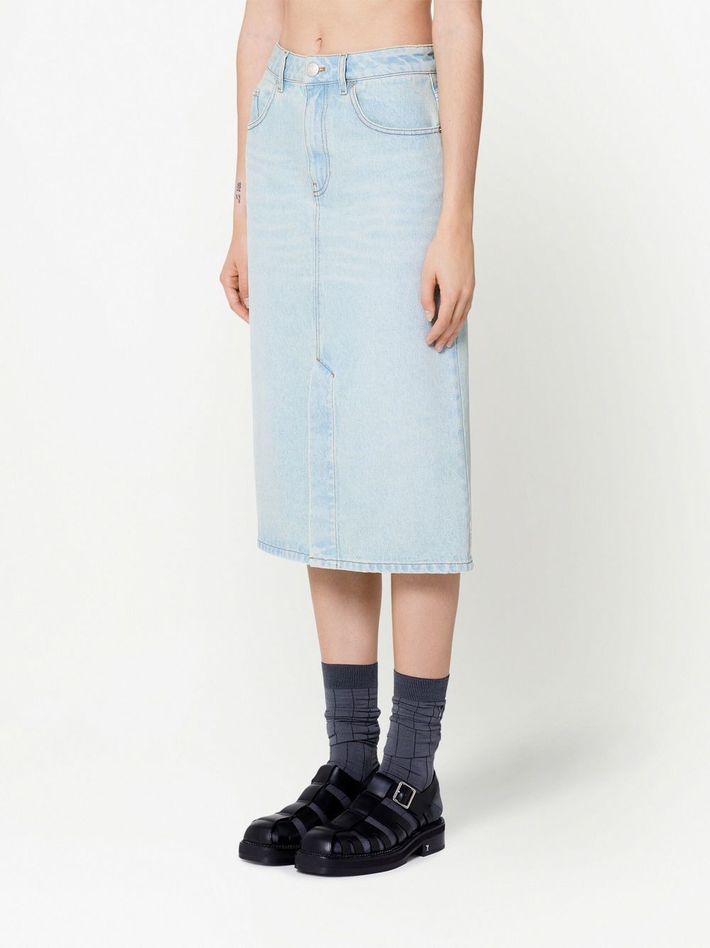 denim pencil midi skirt - 4