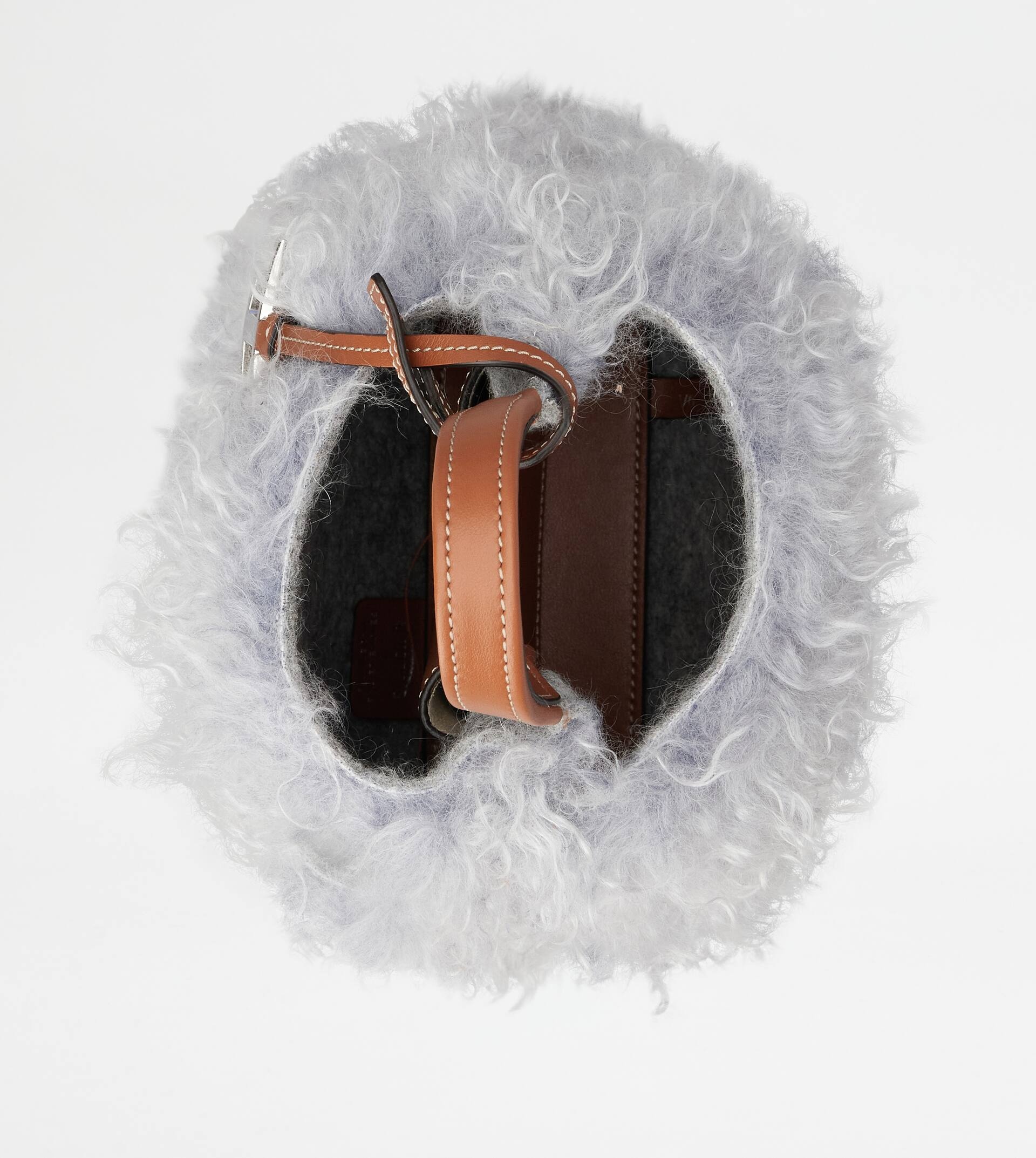 TOD'S MICRO BAG IN MOHAIR AND LEATHER MICRO - GREY, BROWN - 3
