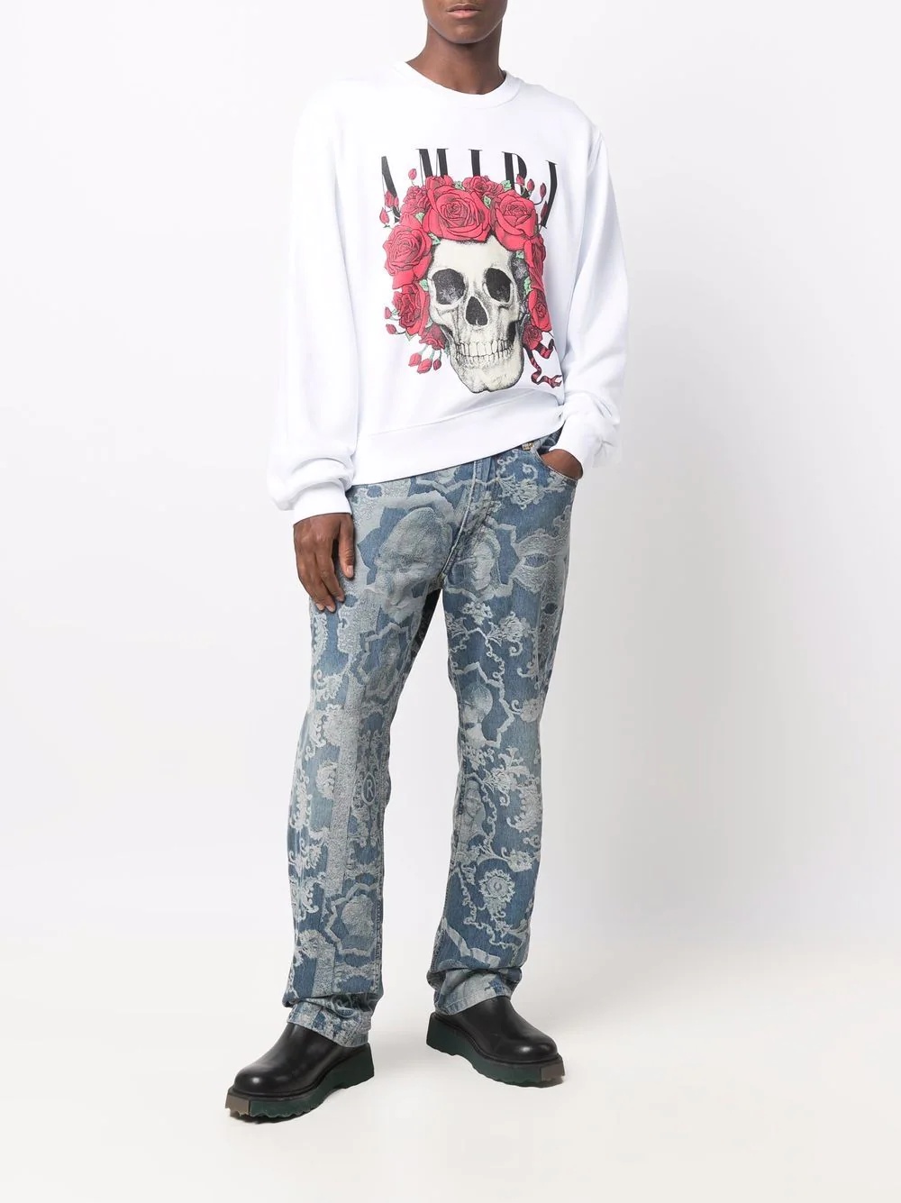 skull-print cotton sweatshirt - 2