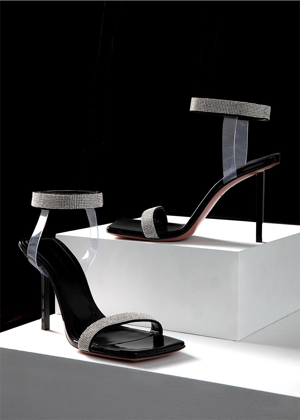 Black Rih Patent Sandals - 2