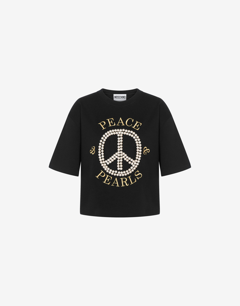 T-SHIRT IN INTERLOCK COTTON PEACE & PEARLS - 1