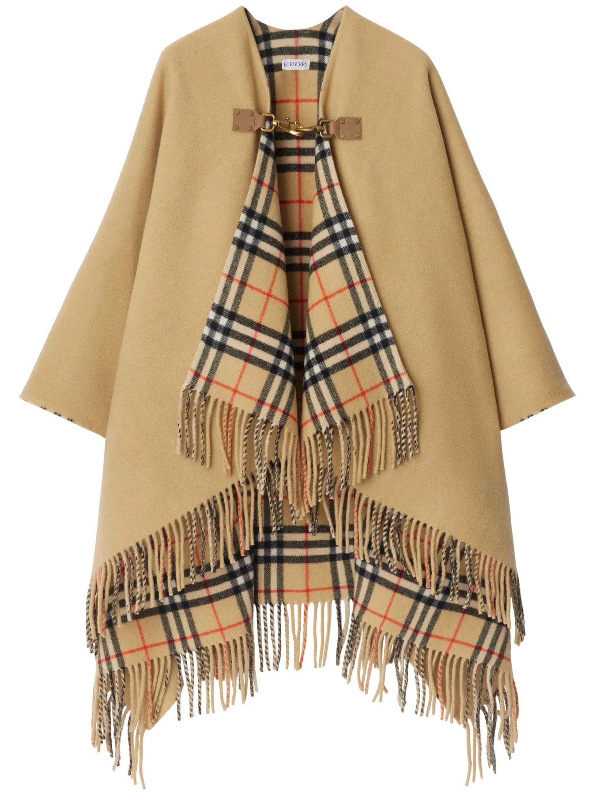 check-pattern wool cape - 1