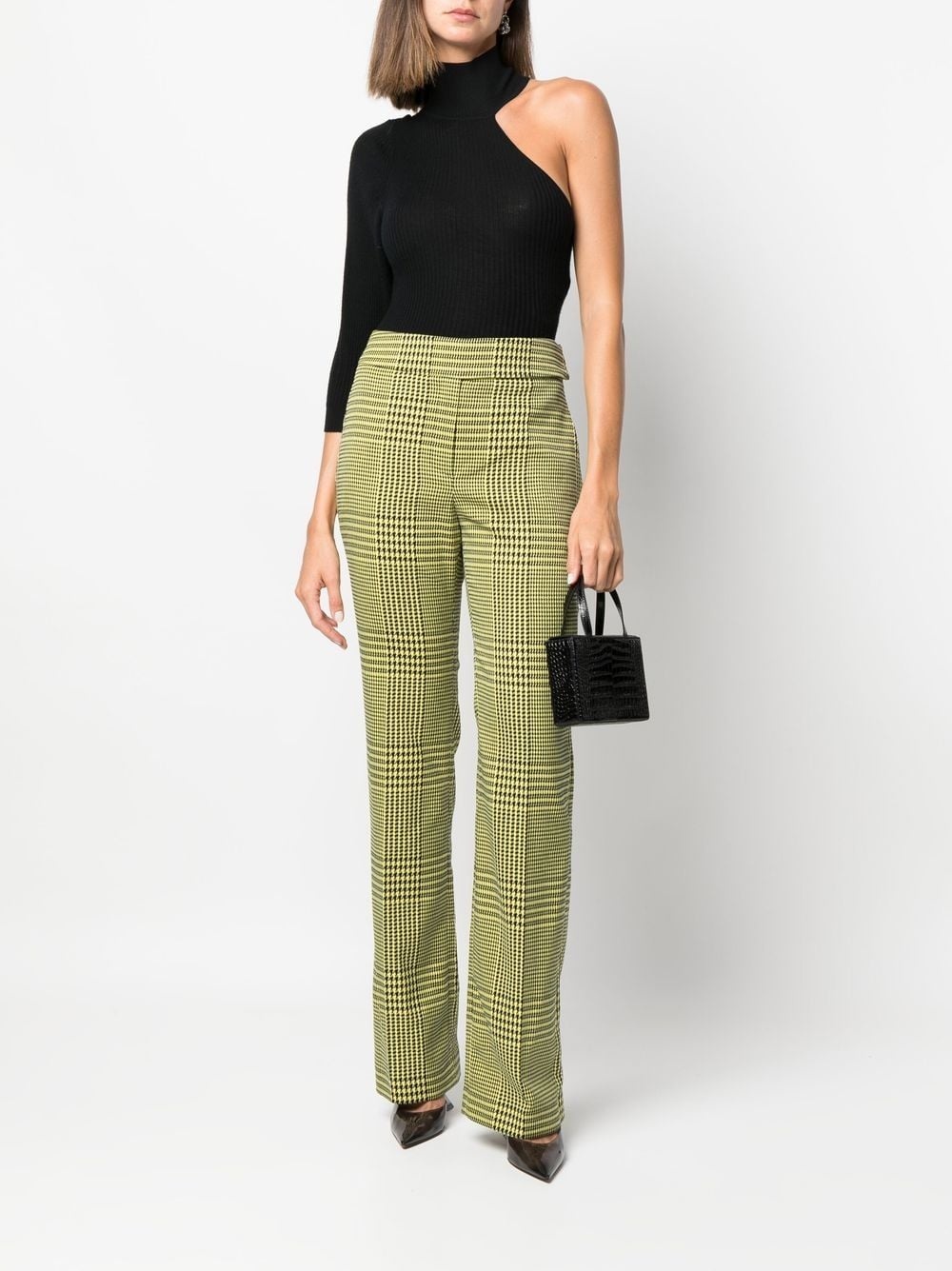 houndstooth-print flared trousers - 2