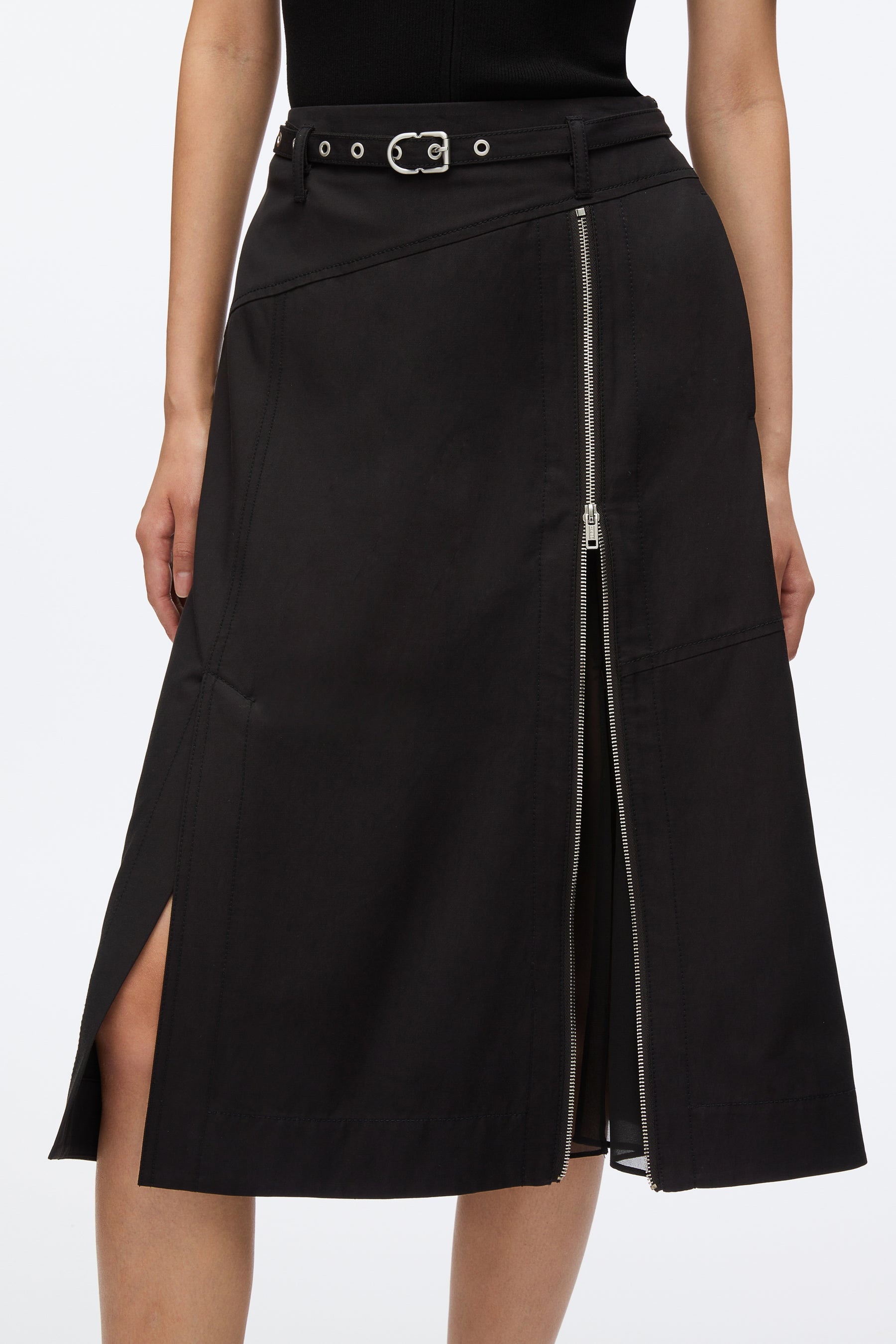 Utility Skirt with Zip Chiffon Godet - 5