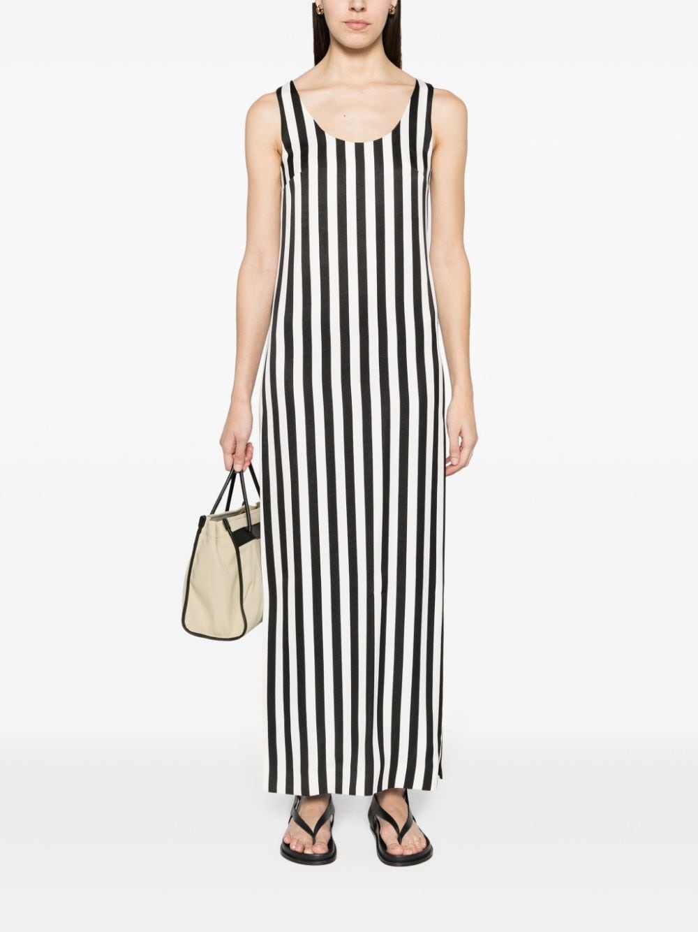 scoop-neck striped long dress - 2