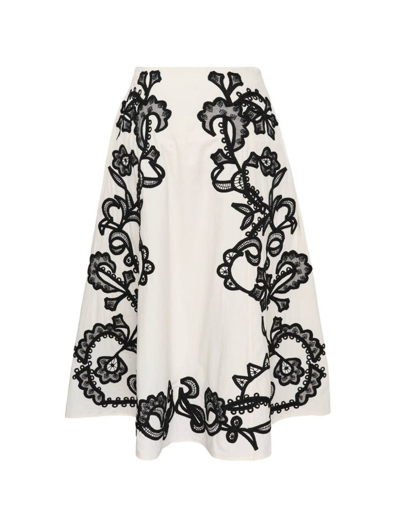 Ruby embroidered-detail midi A-line skirt 1