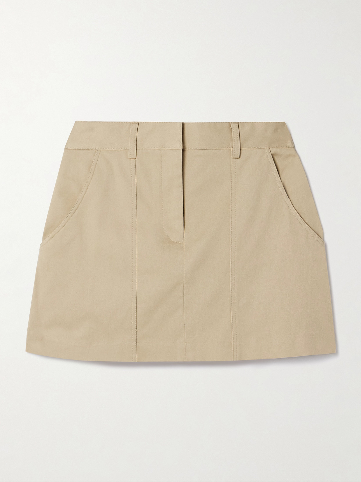 Paneled Organic Cotton-blend Twill Mini Skirt - 1