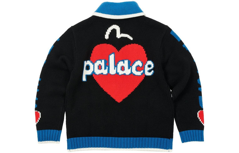 PALACE Buy Palace x Evisu Cowichan Knit 'Black Blue' P24EVKW001 outlook