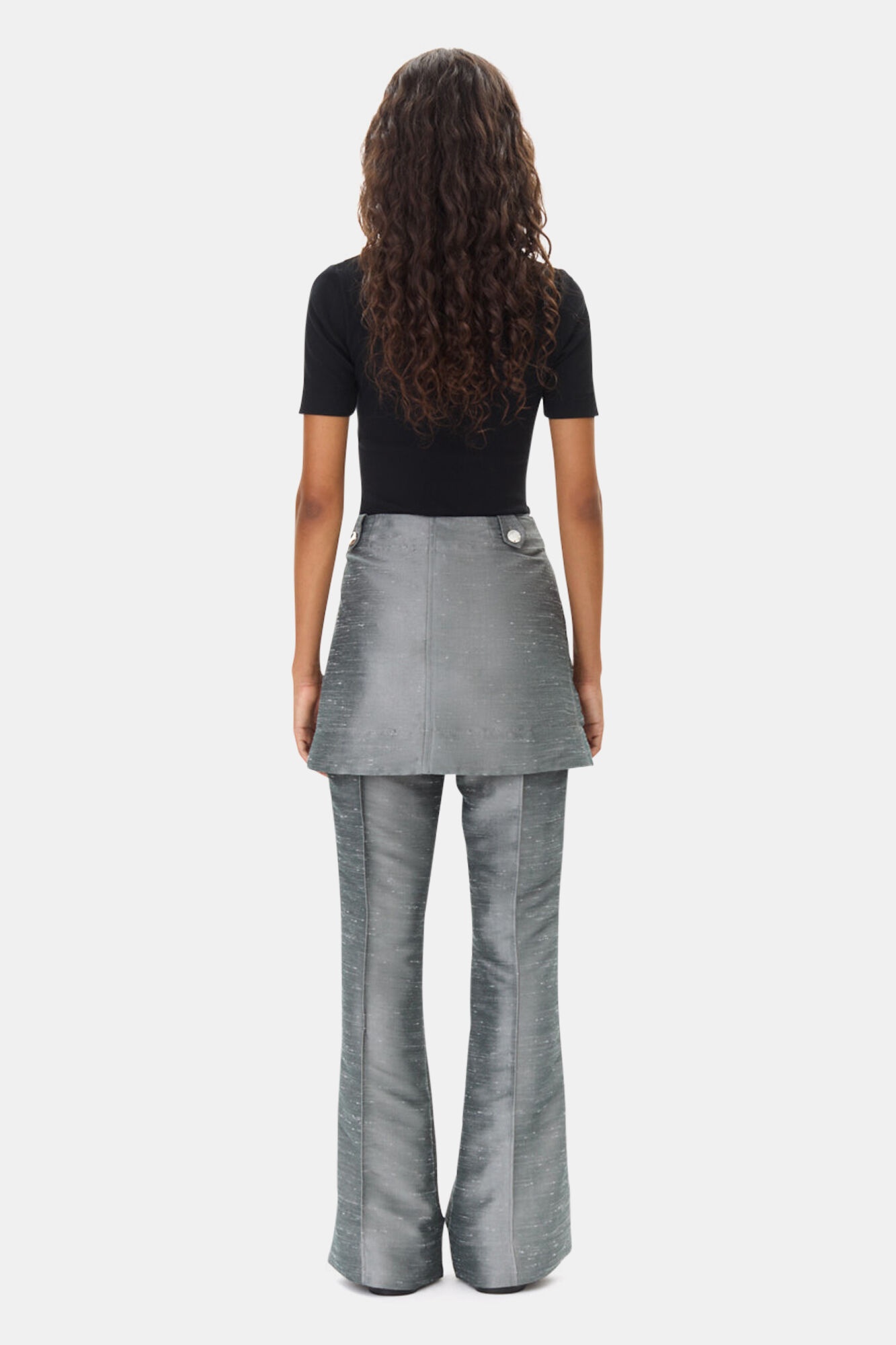 GREY SUITING SKIRT FLARED PANTS - 5