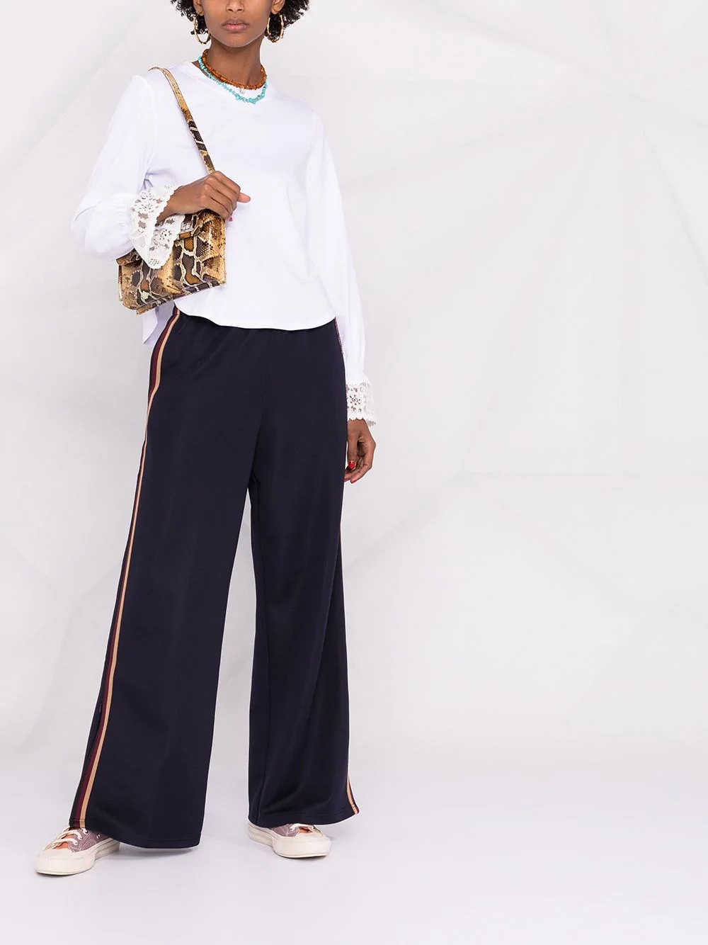 double stripe wide-leg track pants - 2