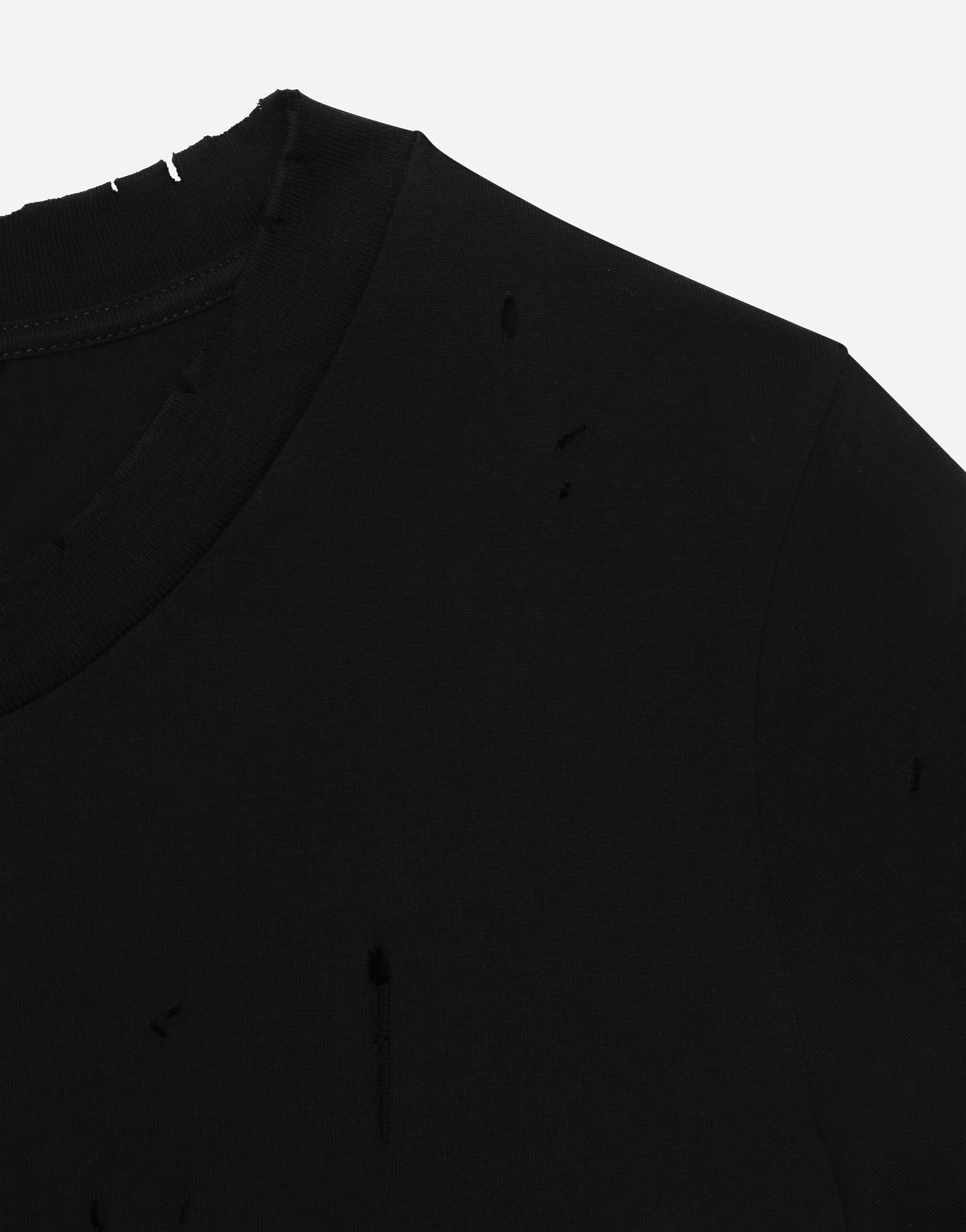 Jersey T-shirt with rips and Dolce&Gabbana tag - 4