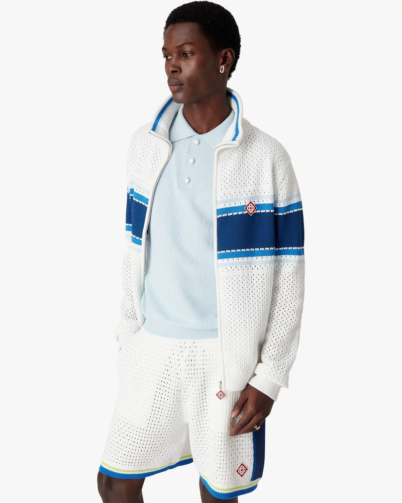 White & Blue Striped Mesh Track Jacket | Casablanca Paris 4