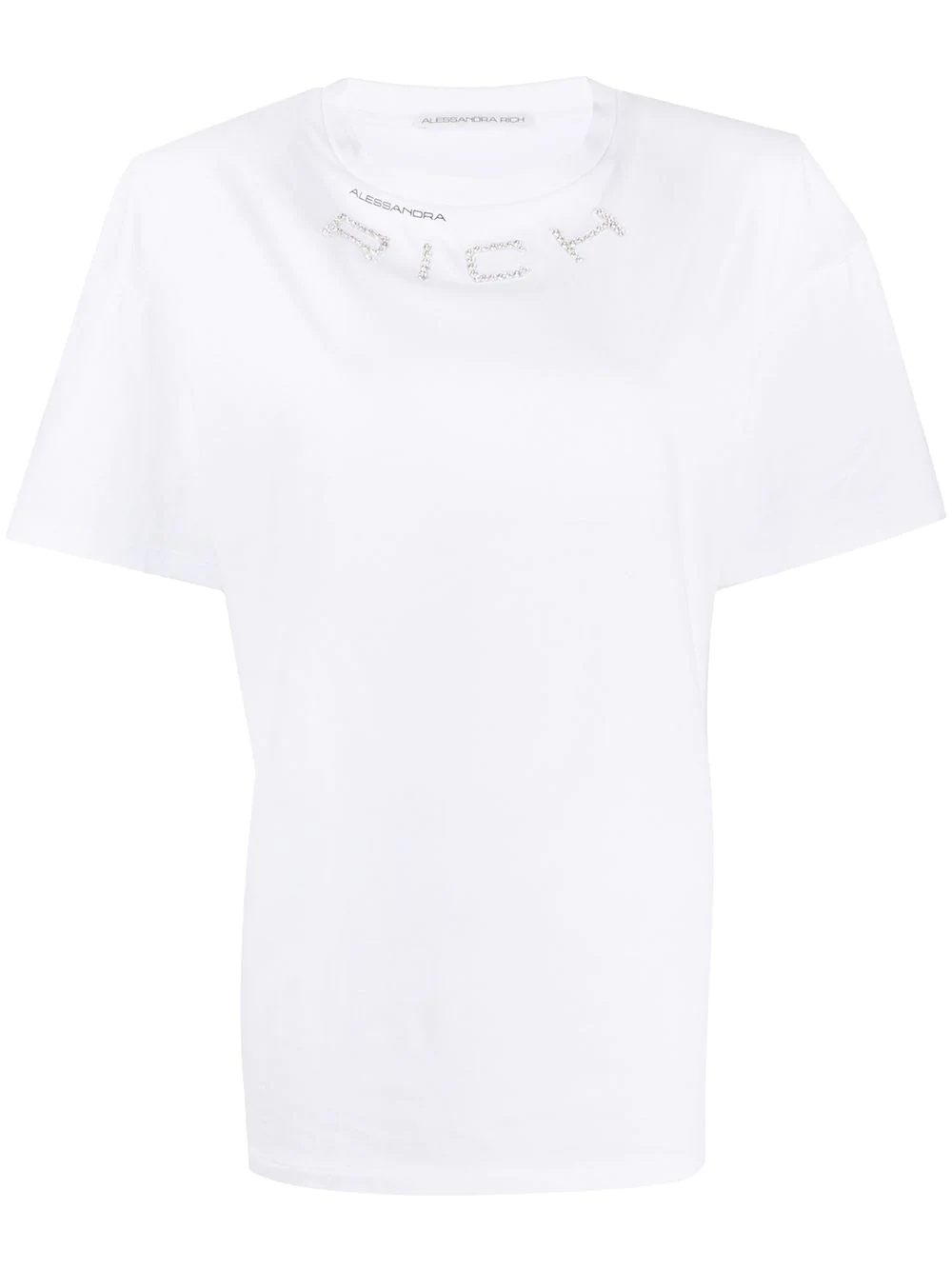 crystal embellished logo T-shirt - 1