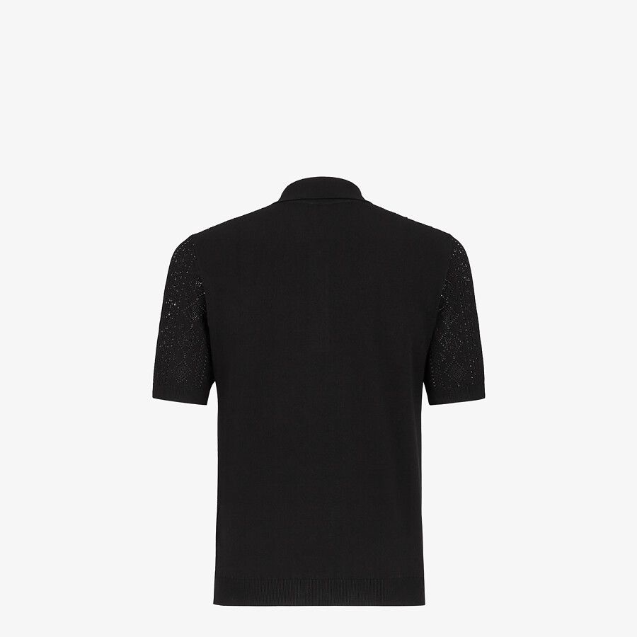 Black viscose polo shirt - 2