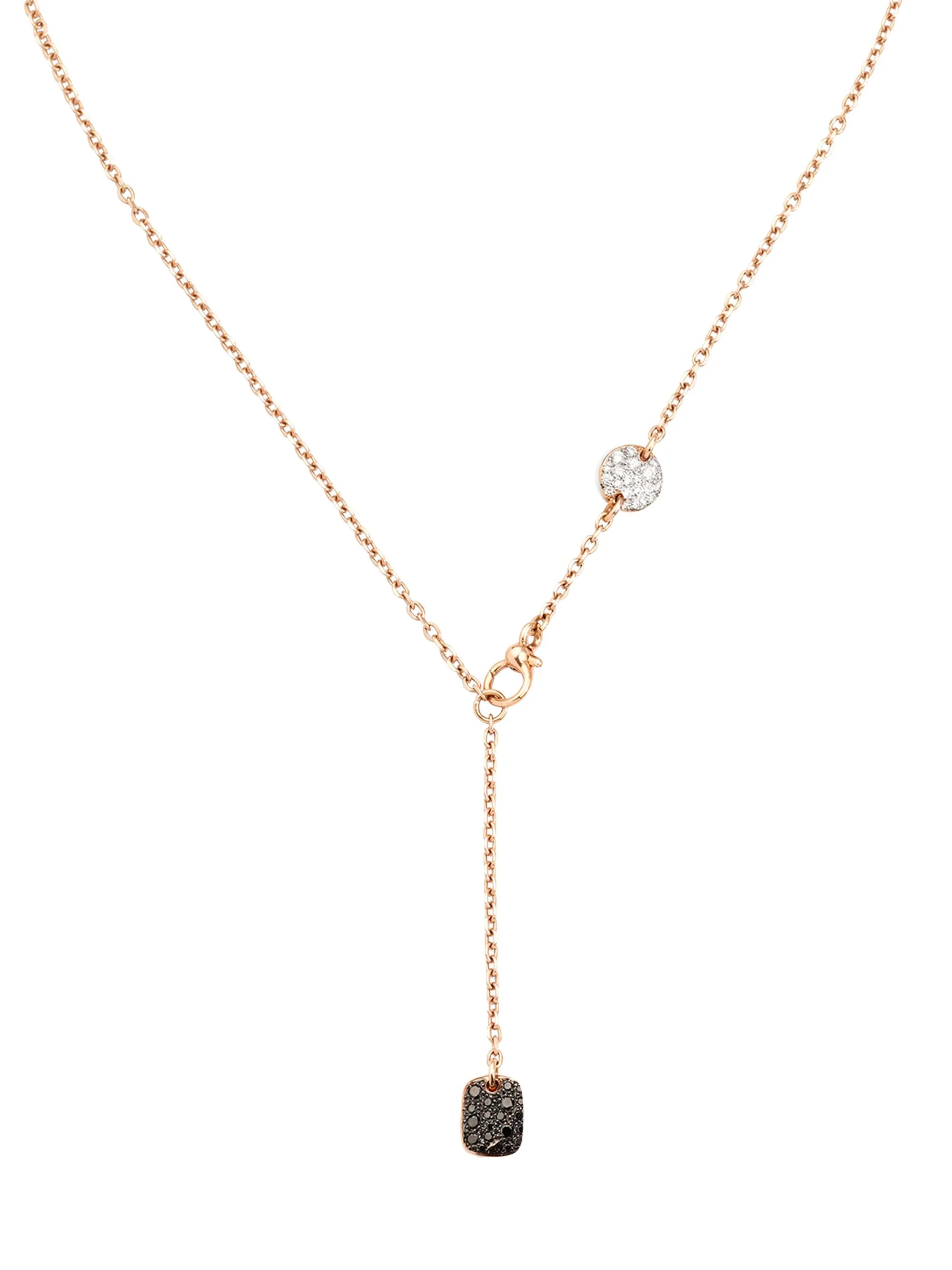 Women's Sabbia 18K Rose Gold & Tri-Color Diamond Lariat Necklace - White Diamond - 1