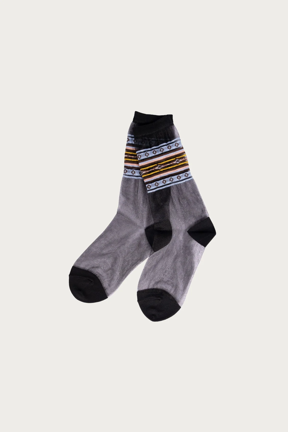 200 Yarns GYPSY Stripe Sheer Socks - Black/Sax - 1
