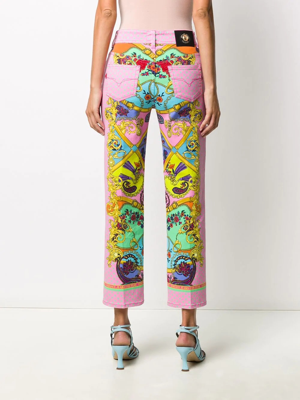 baroque print straight-leg  jeans - 4