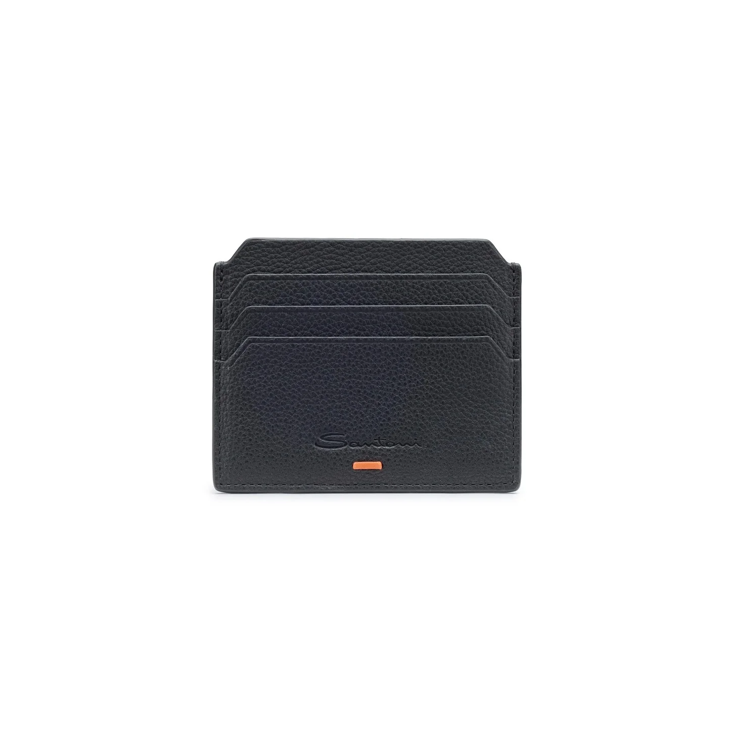 Black tumbled leather credit card holder - 1