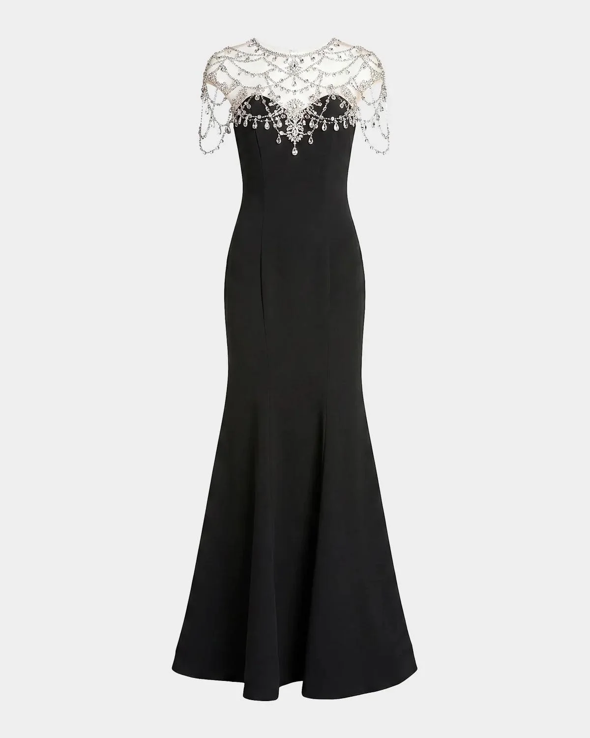 Embellished Crepe Mermaid Gown - 1