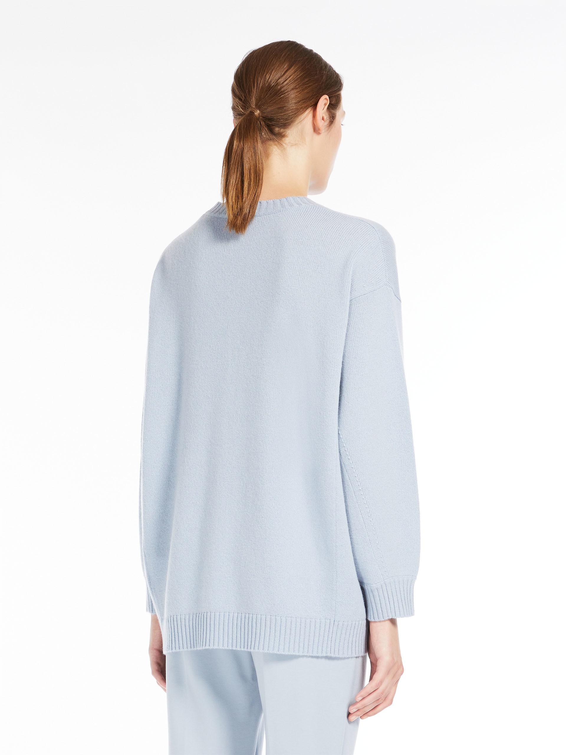 Max Mara | Woman - Wool and cashmere monogram pullover - Light Blue - Size L