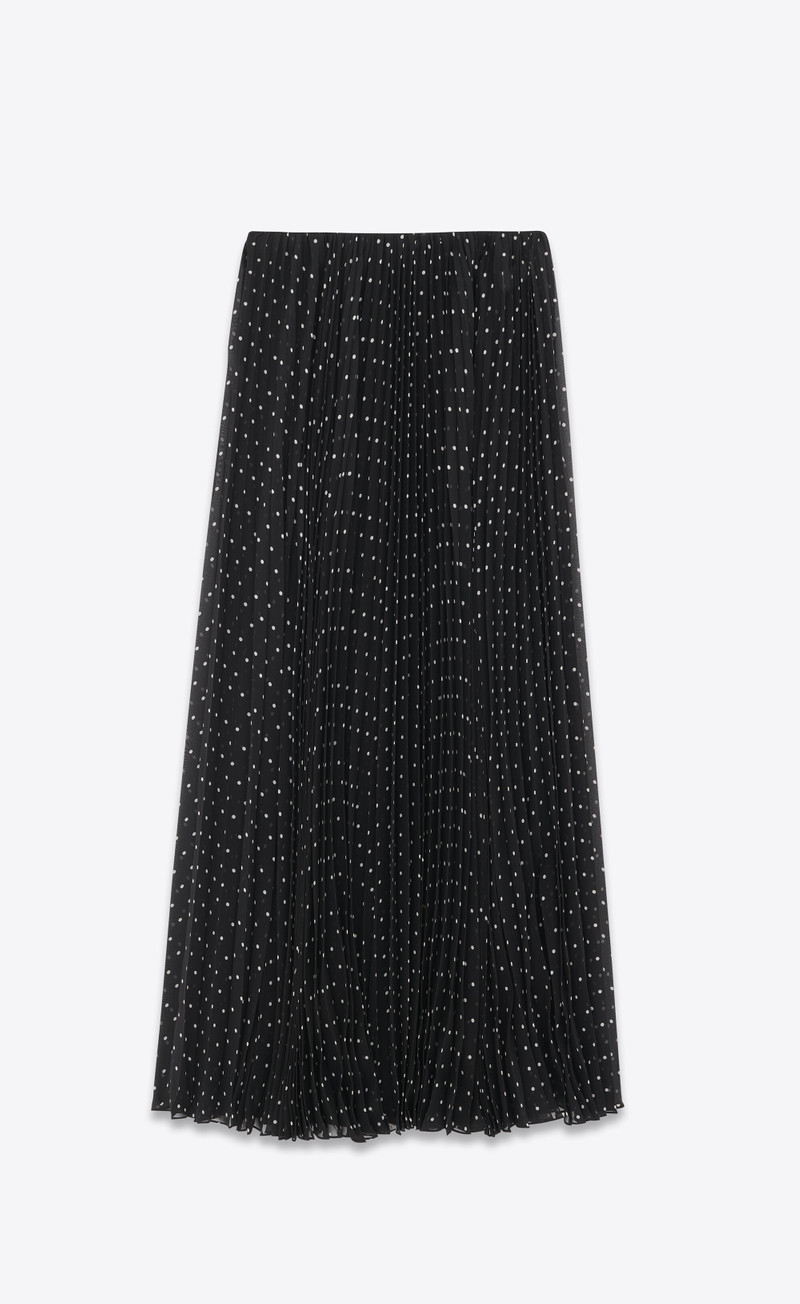 long pleated skirt in polka-dot silk muslin 3