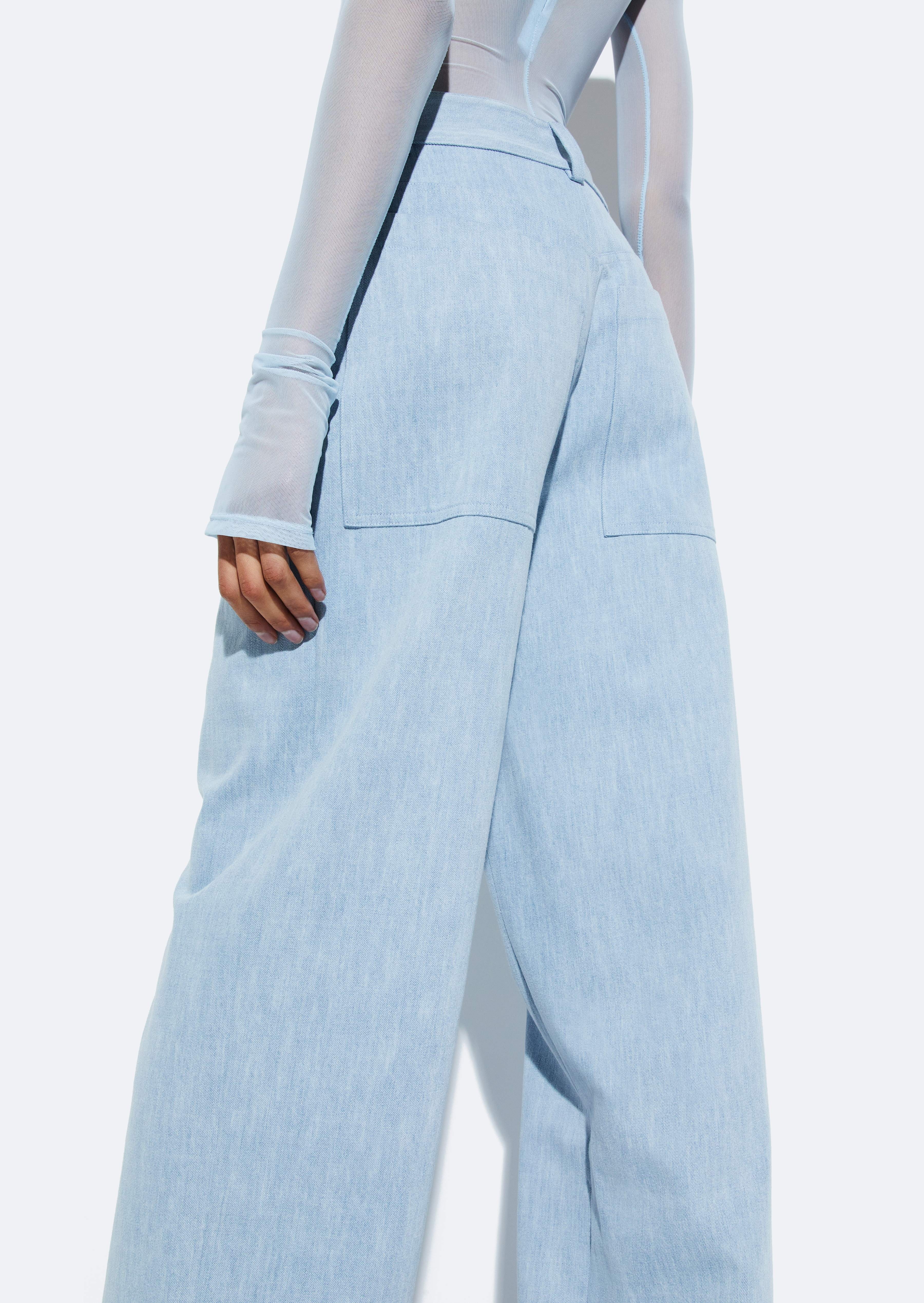 Washed Denim Straight Leg Pant - 4