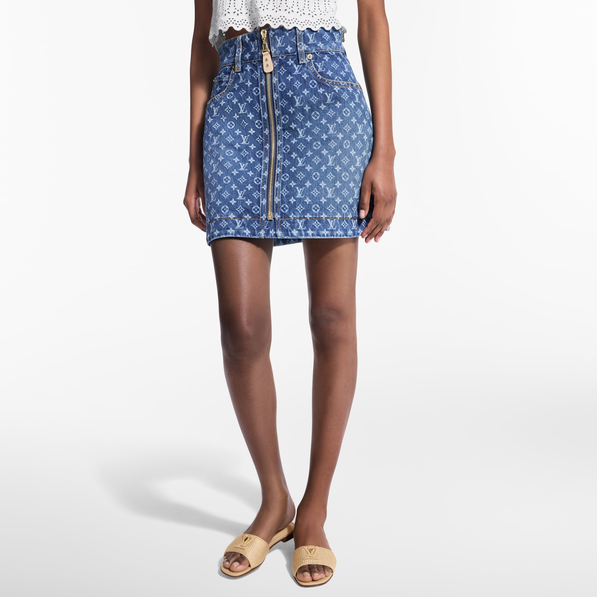 Monogram Denim Mini Skirt - 2