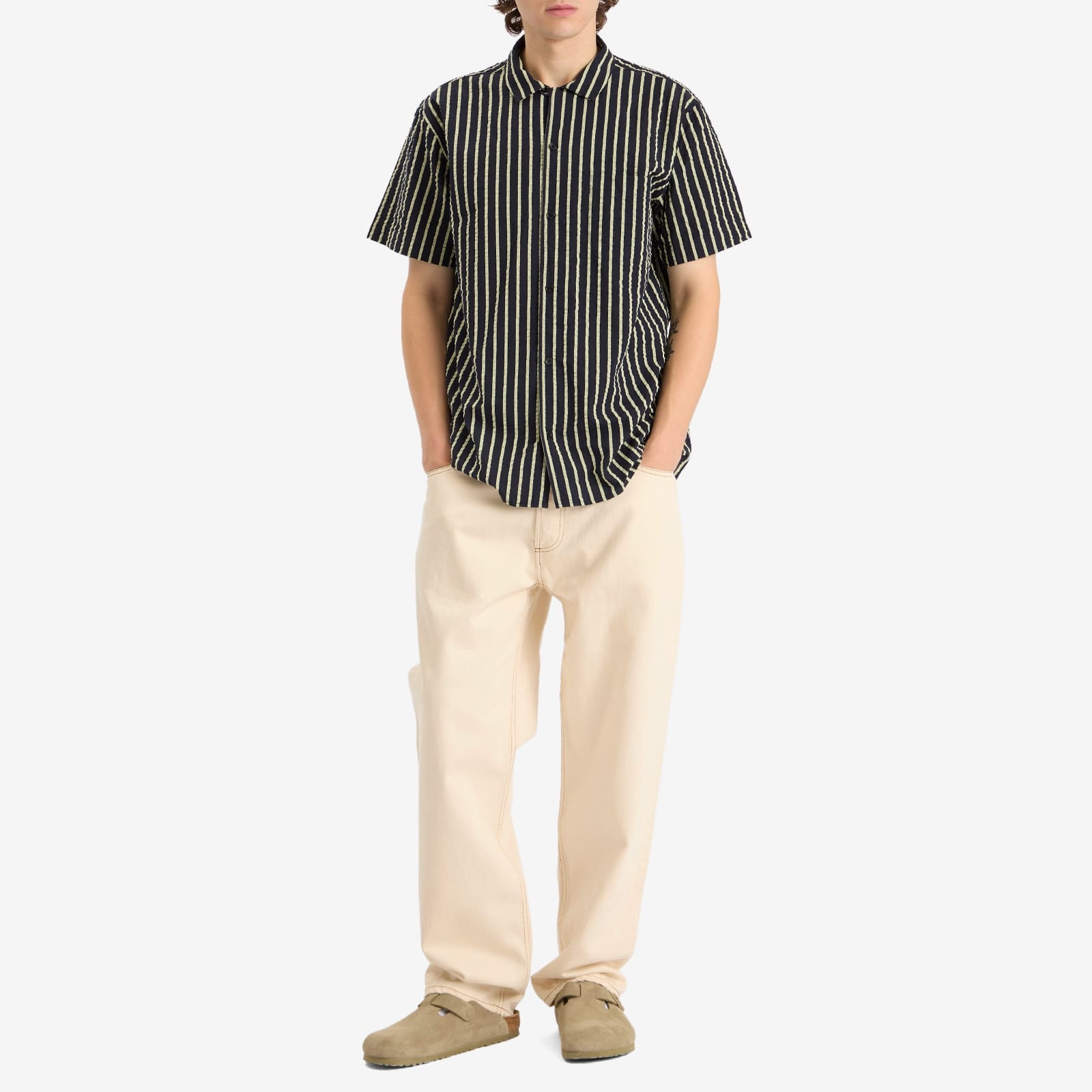 YMC Malick Seersucker Stripe Vacation Shirt - 4